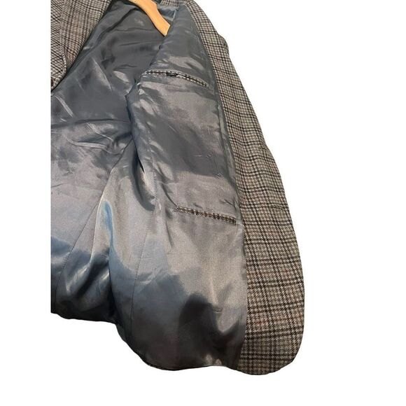 LANDS End Men’s Suit Jacket 42L Blue Tweed Blazer 2 Button Regular Fit Long Wool - Picture 6 of 10